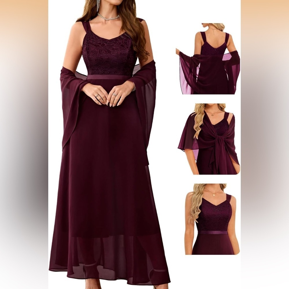 BeryLove Cocktail Formal Party Evening Two Piece Lace Chiffon 3XL
